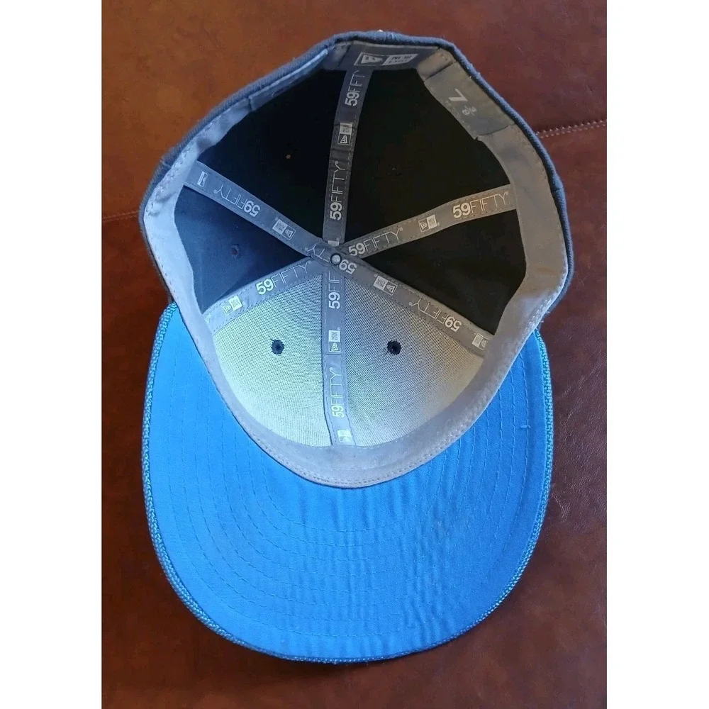 Era Detroit Lions Sz 7 3/8 Fitted Cap Hat NFL Football RARE GrayBLUE Color #1588
